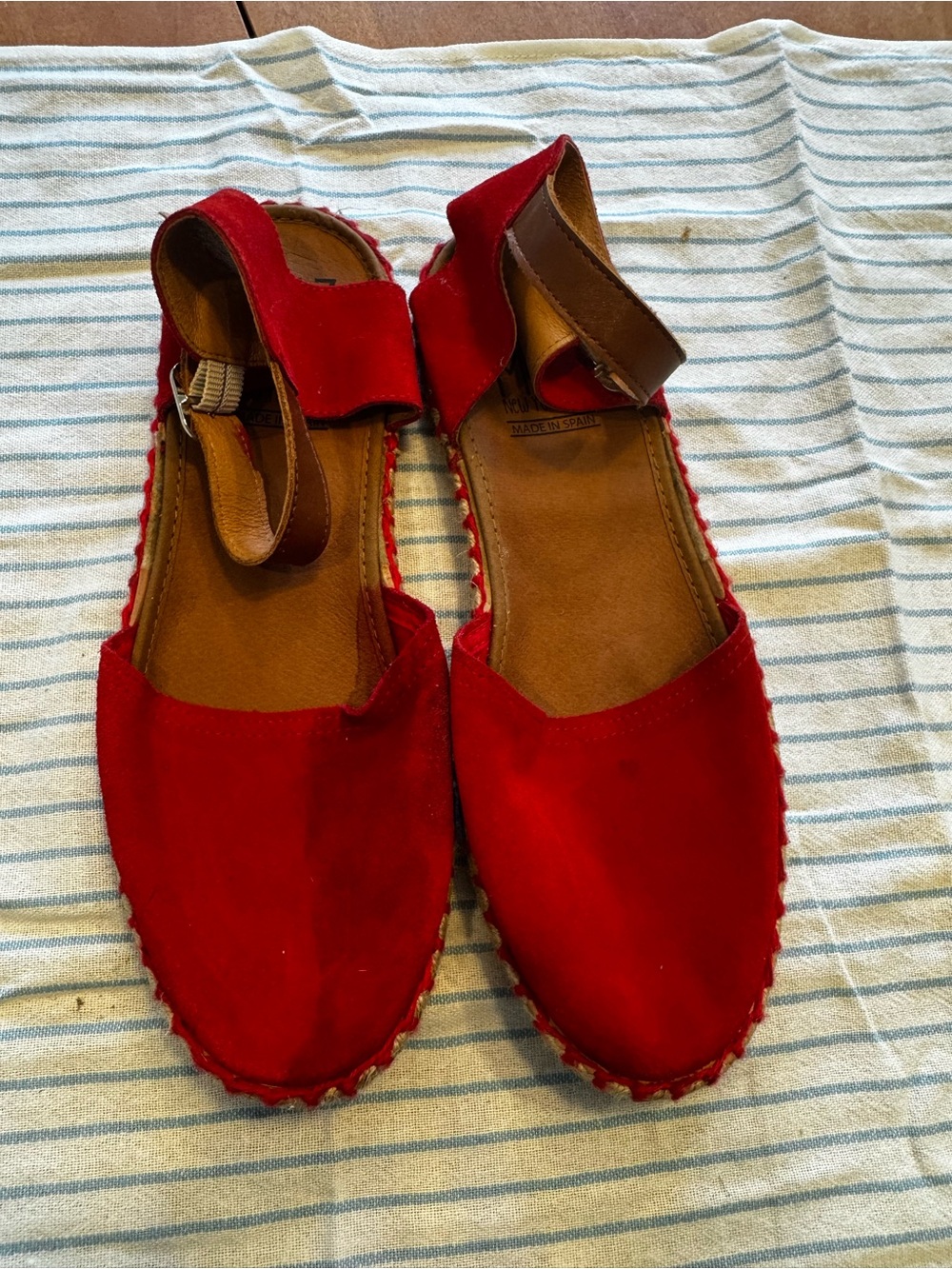Miz mooz Red Suede Espadrille Flats with Ankle Strap